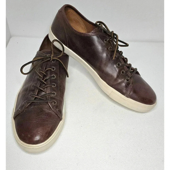 Frye Brett Brown Distressed Leather Lace Up Low Sneakers Men\'s Size 13